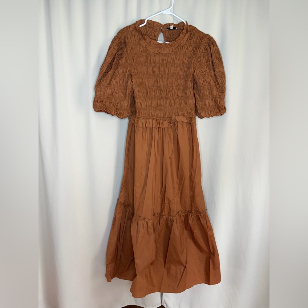 Tuckernuck Brown bubble Sleeve Dress